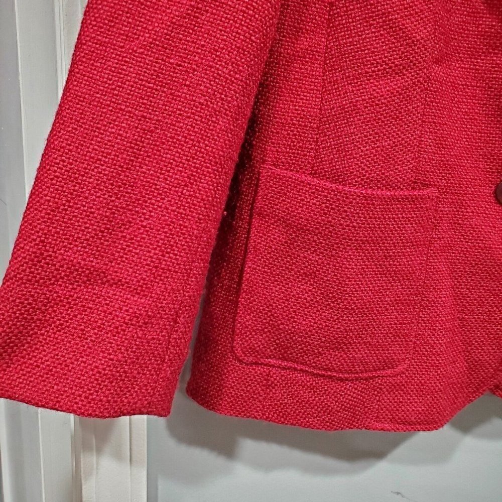 J Jill Womens Blazer Size Small Career Red 2-Button Jacket Pockets Wool Blend - Picture 5 of 14